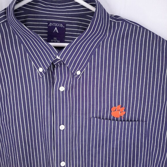 Clemson University Tiger Paw Striped Purple Shirt Men's 2XL Long Sleeve XXL - Picture 1 of 6